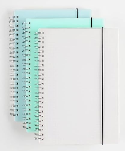 Miniatura 10 de Paquete de 2 cuadernos de gráficos en espiral A4 con papel grueso de 4.23 ozm, cuaderno de espiral con tapa dura de plástico y cierre de banda