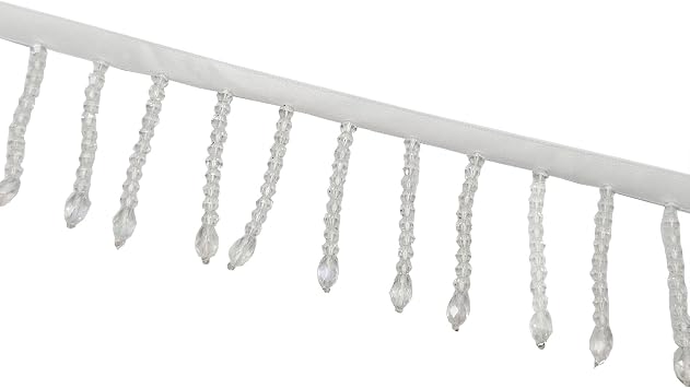 2 Yards Crystal Beaded Fringe Trim Lace Ribbon Tassel for Curtain Lamp Shade Dress Clothes Wedding Decoration DIY White