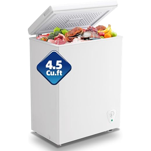 2.0 Cubic Feet Chest Freezer with 2 Removable Basket Free Standing Top Open Door Compact Freezer with Adjustable Temperature for Home/Kitchen/Office/Bar