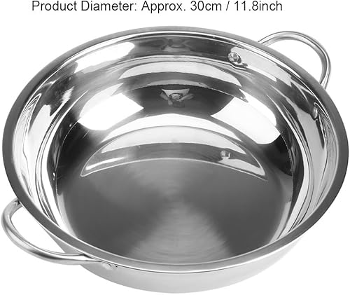 Miniatura 2 de Sartén de cocina de acero inoxidable, olla de inducción de 12 pulgadas, olla de chef con doble asa, sartén para saltear para lavavajillas y horno