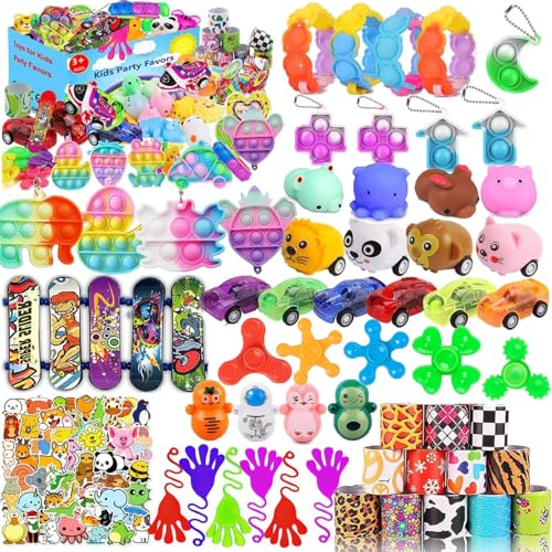 109 Pcs Party Favors for Kids 4-8, Pop Fidget Toys, Goodie Bag Stuffers, Treasure Box Toys for Classroom, Carnival Prizes, Pinata Stuffers, Goodie Bags Filler, Prize Box toys for Kids Classroom