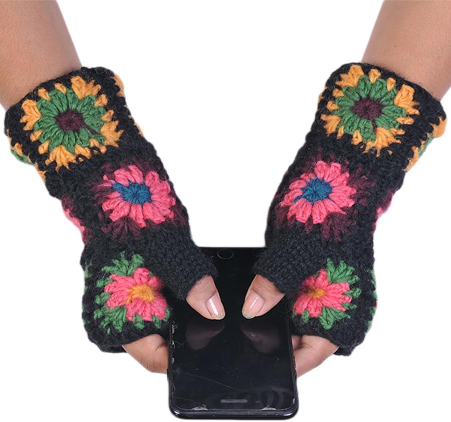 THE COLLECTION ROYAL Fingerless Hand Knitted Cozy Woolen Fingerless Mitten Gloves Handwarmer