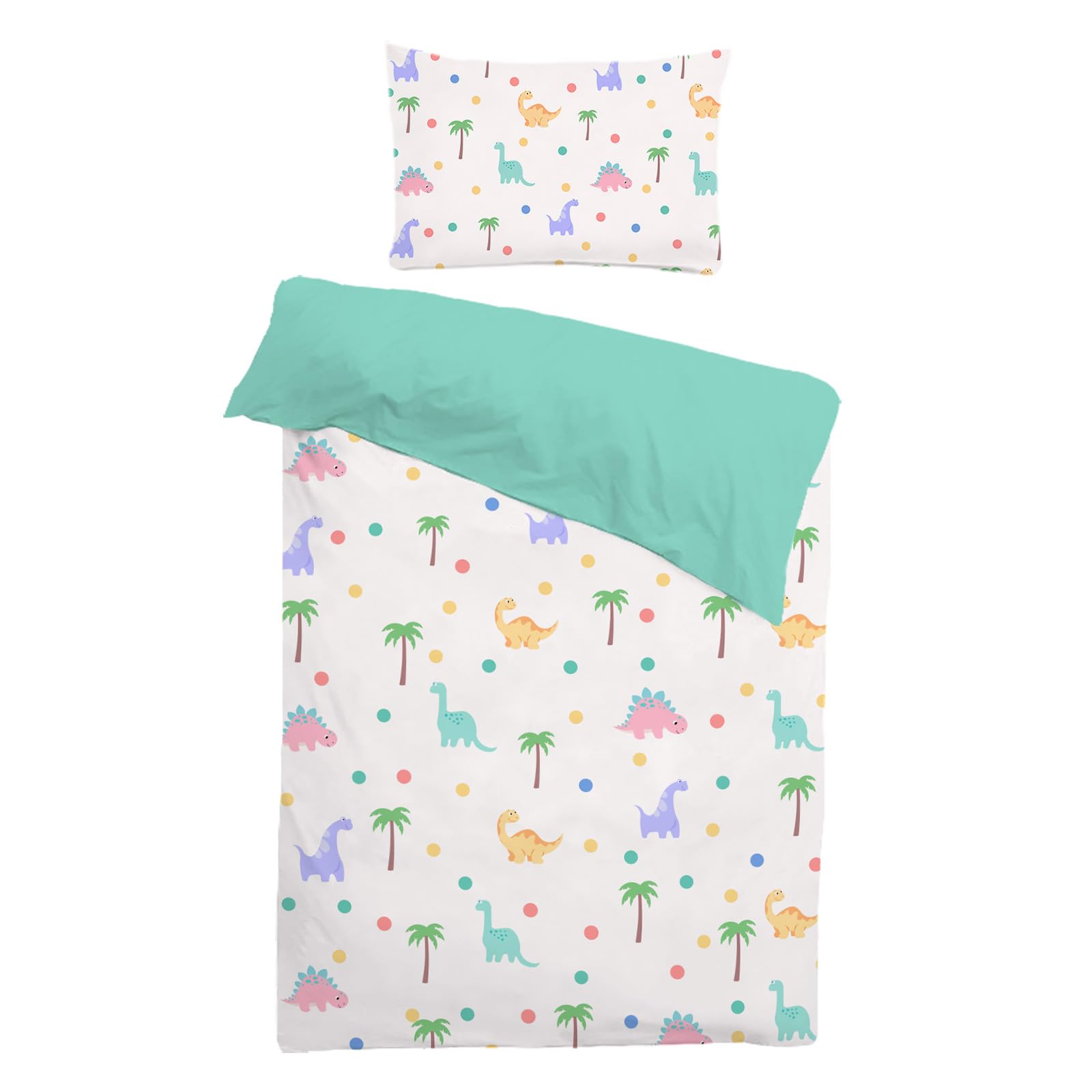 Dinosaur Kids Bedding 135×200 for Boys Single Quilt Cover Bed Duvet Cover Set with Zip Fastening 3D Dinosaur Microfibre Bedding Sets Comes with 50×75cm Pillowcase B Side Green