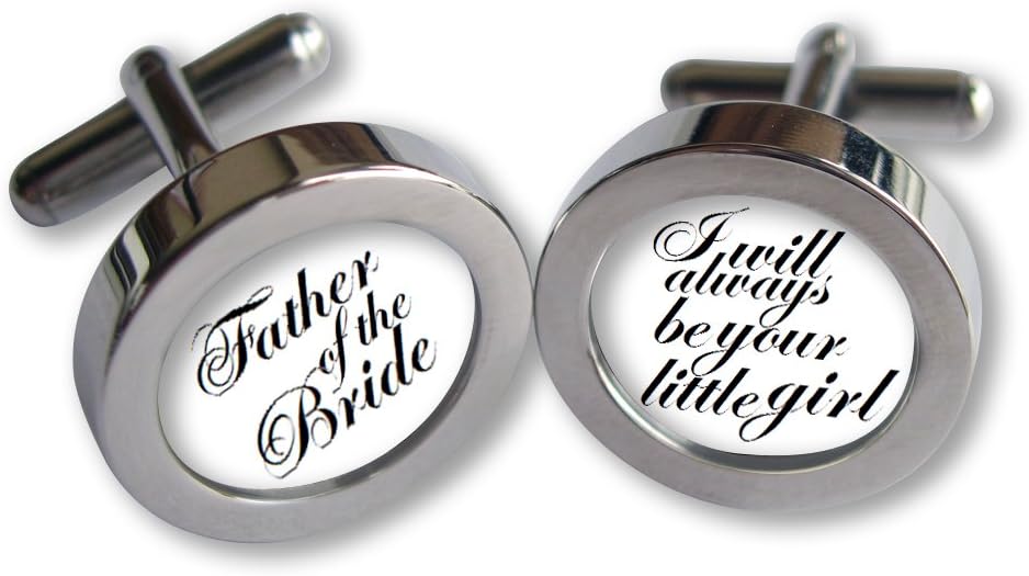 Father of the Bride Cufflinks - Handmade - I Will Always Be Your Little Girl - Black Script Font