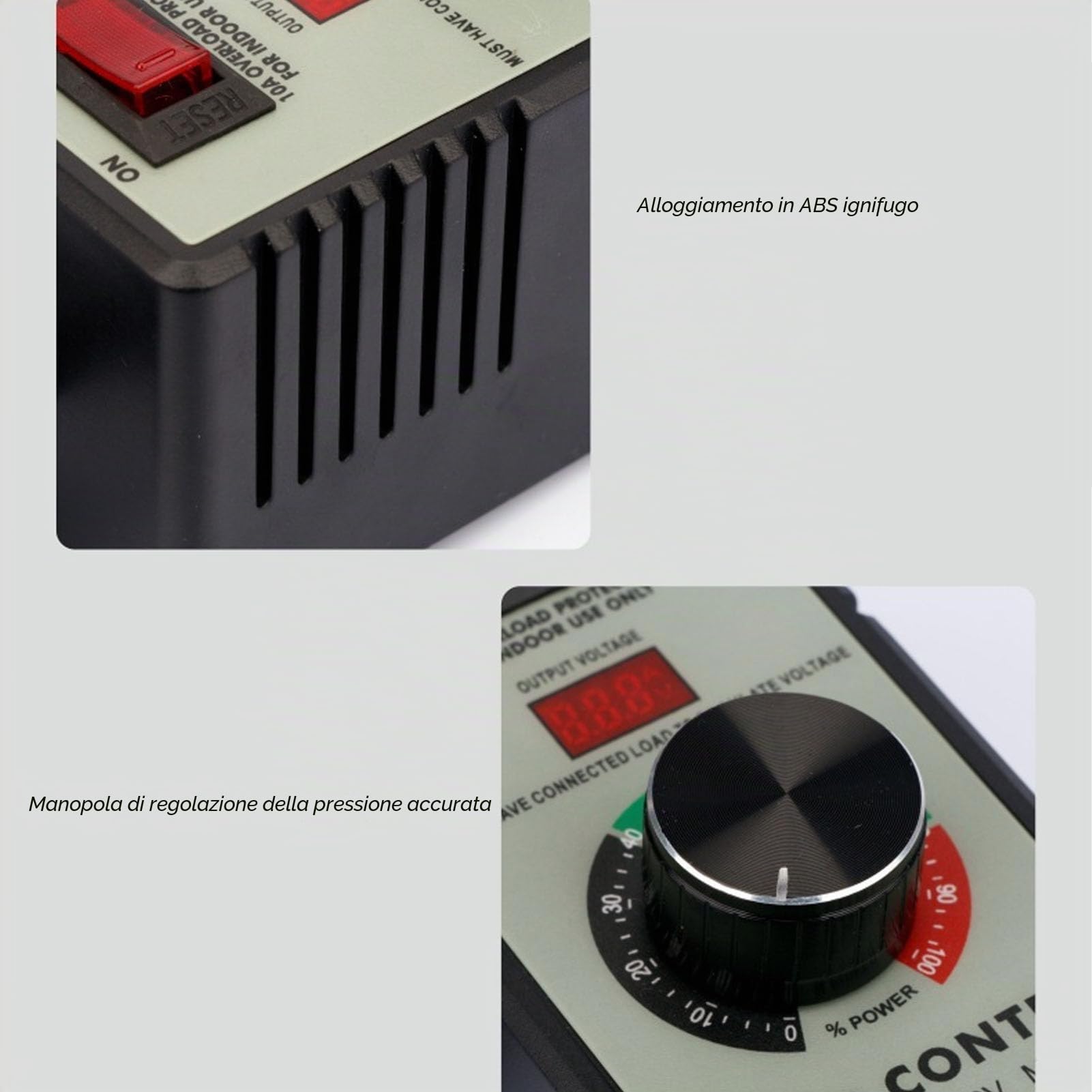 Regolatore di velocità del Motore CA da 4000 W Materiale ABS Regolatore di Tensione Elettronico da 220-240 V A 0-220 V 10 A Reostato Regolatore di velocità Variabile Regolazione
