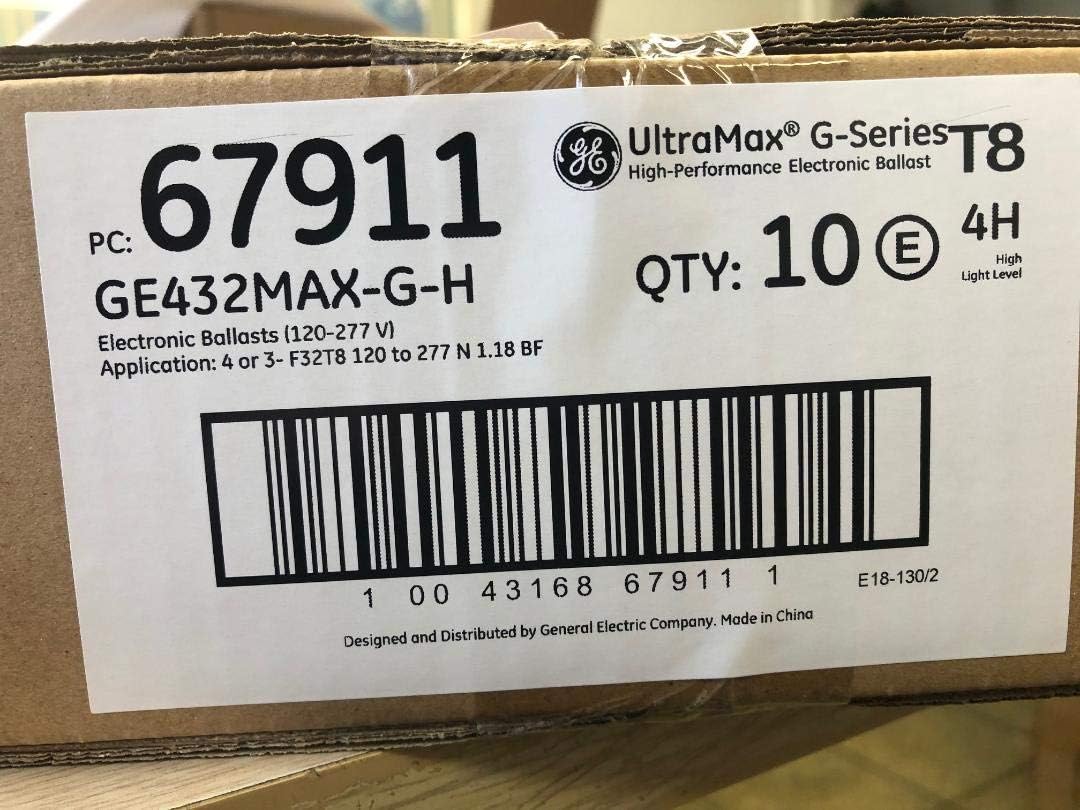 10 Pieces GE 67911 GE432MAX-G-H 120-277V Ultramax High Performance Electronic Ballast For 4 T8