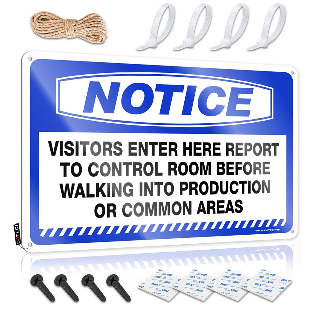 Vintage Metal Signs Funny Notice Visitors Enter Here And Report To Control Tin Sign Backyard Bar Sign Funny Camping Signs(30X40CM)