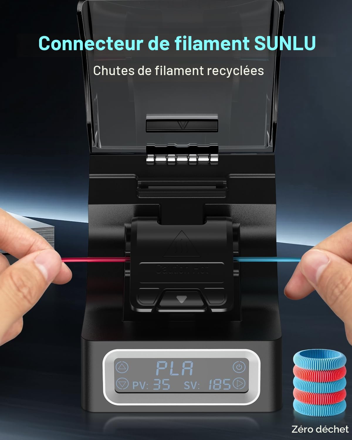 SUNLU Official Filament Connecteur avec 200 Tubes PTFE, Filament Connector pour Filament d'Imprimante 3D 1,75mm Jusqu'à 240 °C, Compatible avec PLA PETG TPU ABS PA Nylon, Facile à Utiliser
