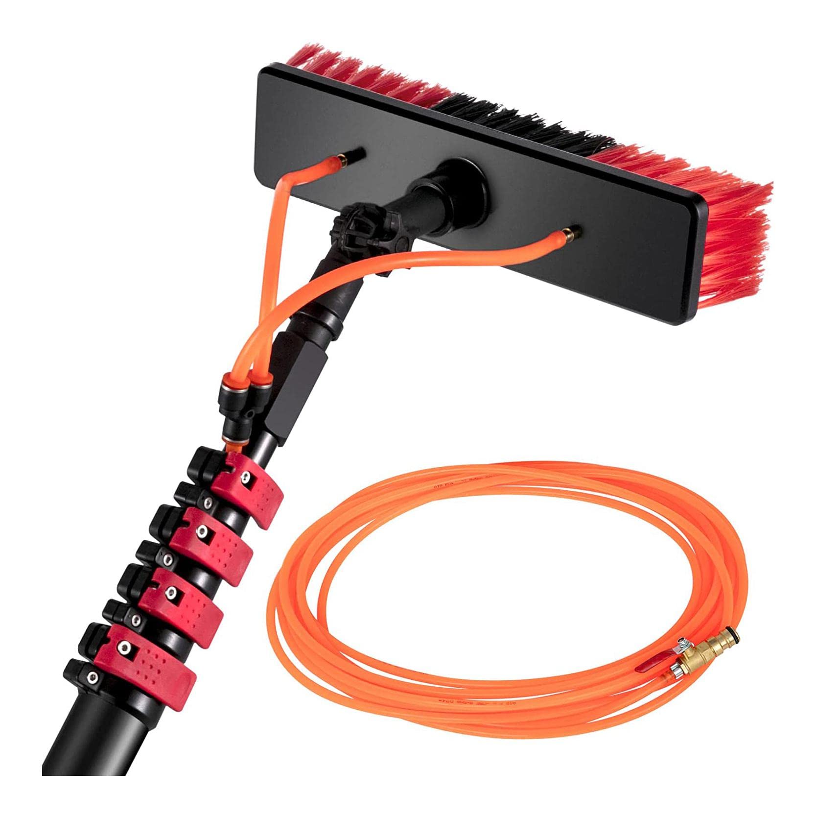 Window Cleaning Poles,Water Fed Pole Kit, 11-35Ft Length Water Fed Brush, Aluminum Outdoor Window Cleaner W/ 17Ft Hose, Cleaning And Washing Tool For Window Glass, Solar Panel/5.4M,Size_Name-7.2M/23.