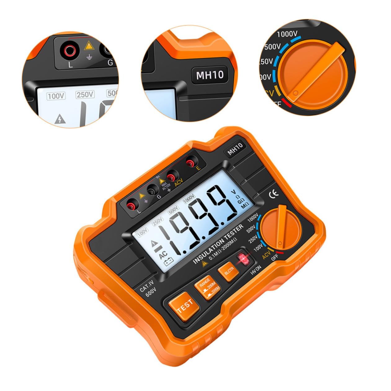 Alipis 1Ensemble Digital Megohmmeter With Backlight Insulation Resistance Tester For Electrical Equipment And Materials