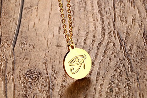 Vnox Stainless Steel Ancient Egyptian Eye Of Ra Horus Good Luck Pendant Necklace (Gold Plated) #TOP2