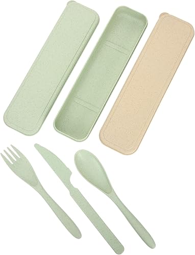 2 juegos de vajilla portátil de viaje, utensilios de cocina portátil, kit de cubiertos ligeros, kit de cubiertos reutilizables, tenedor, cuchara,