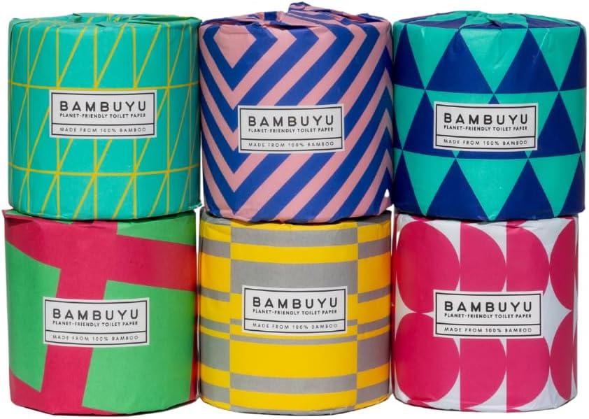 Bambuyu100% Bamboo Toilet Paper - 6 Rolls x 150 Sheets, 3-Ply | Premium Eco-Friendly Tissue | Soft, Sustainable, Elegant | Plastic-Free, Non-Toxic