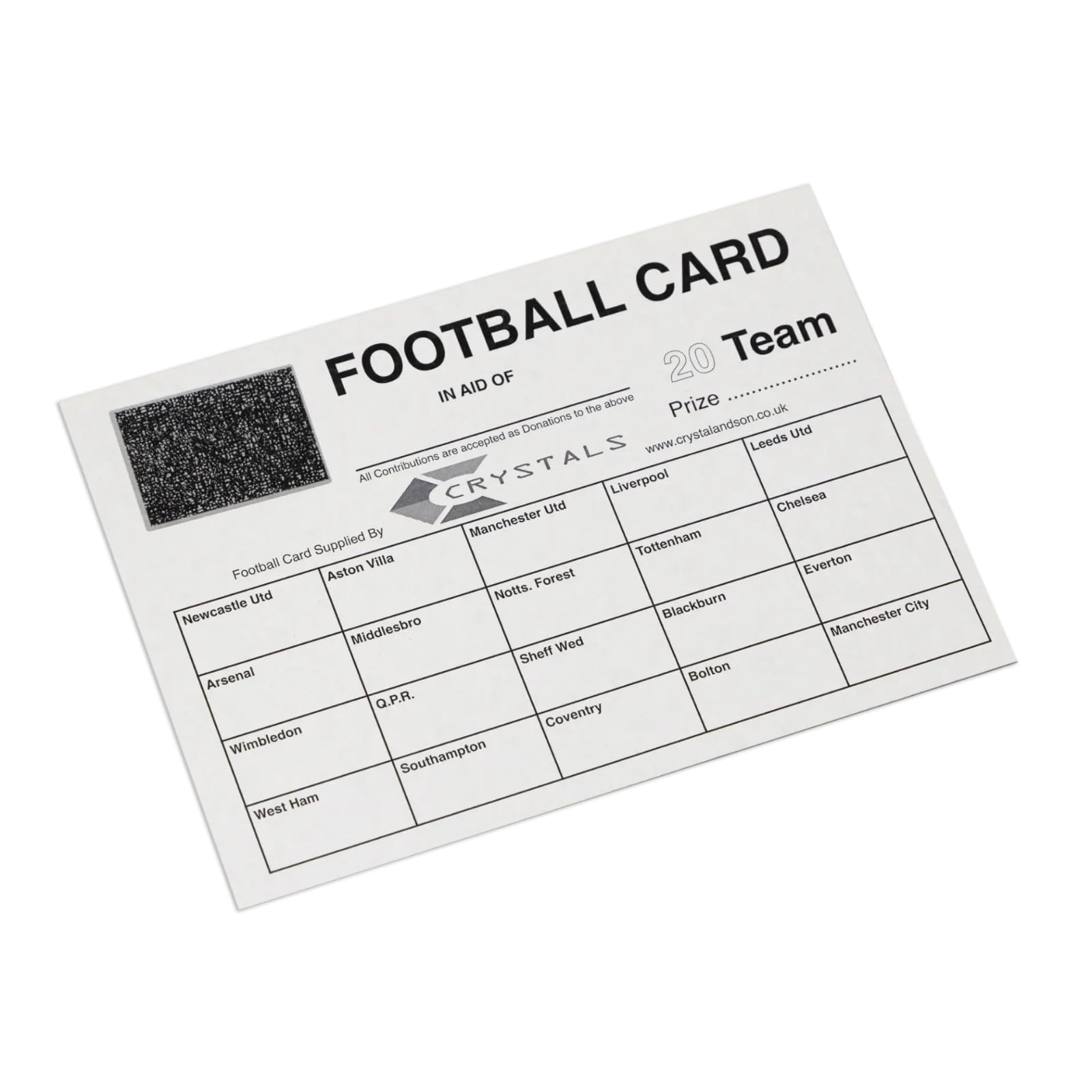 Crystals Club Supplies 25 x 20 Team Football Fundraising Scratch Card