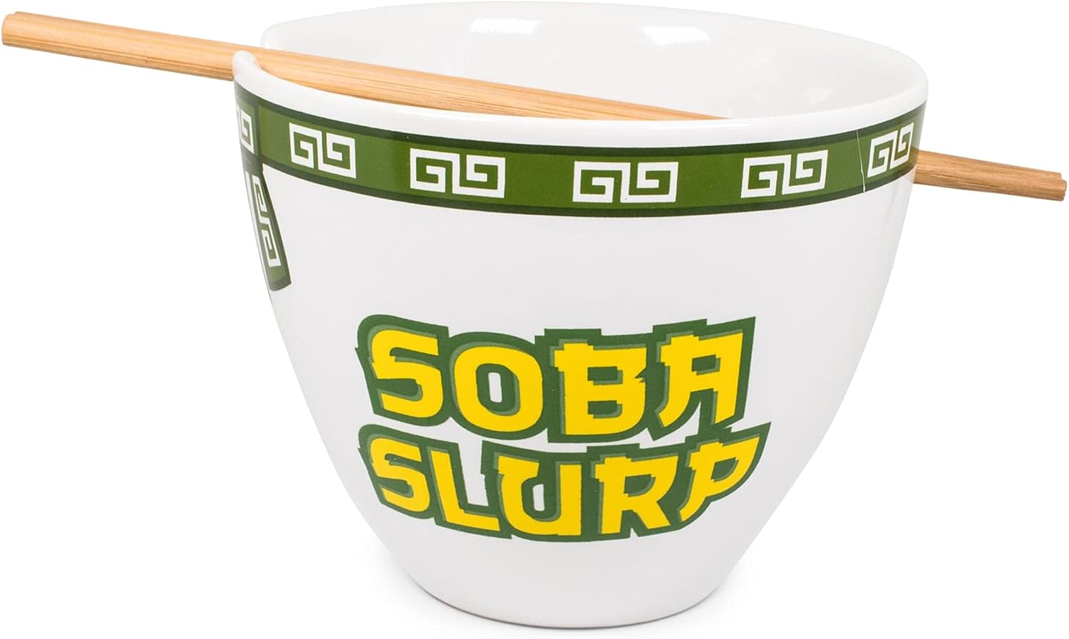 Bowl Bop Soba Slurp Japanese Ceramic Dinnerware Set | Includes 16-Ounce Ramen Noodle Bowl and Wooden Chopsticks | Asian Food Dish Set For Home & Kitchen | Kawaii Anime Gifts, Snack Collectible