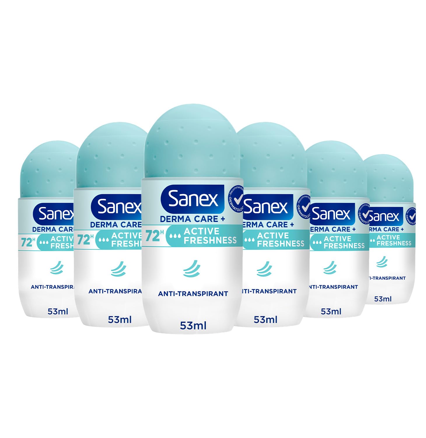 SANEX - Derma Care+ Active Freshness 72h Anti-Transpirant 53ml - Starker Schutz vor Schweiß und Geruch - Sofort genährte Haut - Enthält keinen Alkohol*