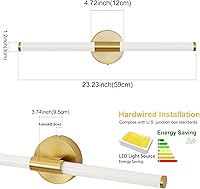 Vista 7 de Juego de dos apliques de pared dorados con cable, regulables 5CCT LED para baño, iluminación completa de 360°, barra de luz de tocador de 23