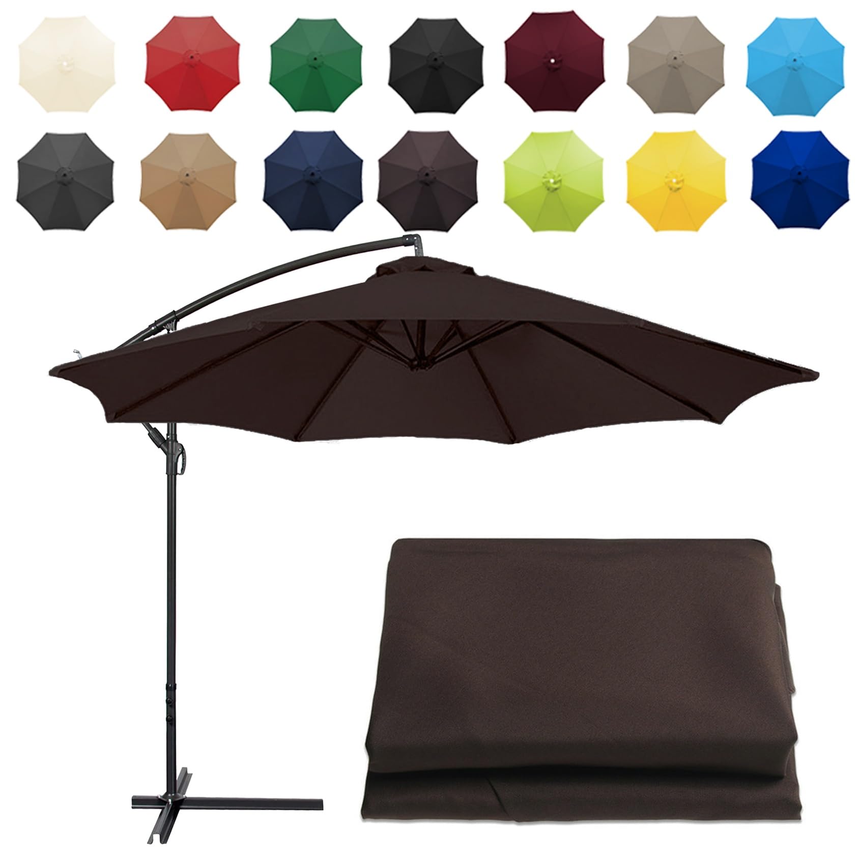 CMJYMX Replacement Parasol Canopy Sun Umbrella Replacement Cloth For 2m-6 Arms 2.7m-6 Arms 2.7m-8 Arms 3m-6 Arms 3m-8 Arms (Color : Brown, Size : 8 ribs-2.7m(8.8ft)) — image 1