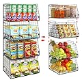 Jakyitvi 4 Pack XXL Stackable Wire Storage Basket, Extra Large Capacity Pantry Organizer and Storage, Muti-Purpose for Vegetable Fruit Basket & Can Organizer & Snack Rack & Metal Pantry Bin
