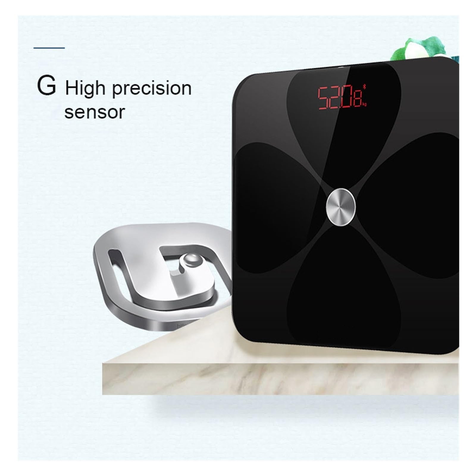 Báscula De Grasa Corporal Inteligente Peso Baño Electrónica Balanza Digital Piso Bmi Proceso Recubrimiento ITO Preciso FáCil De Leer(Black)