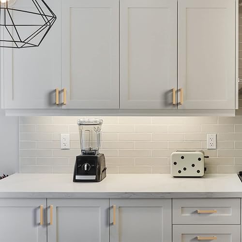 Miniatura 5 de Amerdeco Paquete de 10 manijas de bronce champán para gabinetes de cocina de 3 pulgadas (2.992 in), manijas para accesorios de gabinetes de cocina,