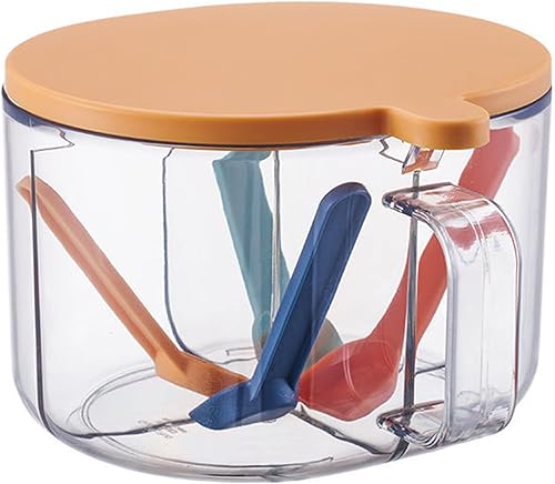 Caja de condimentos con cuchara 4 compartimentos contenedor de almacenamiento de condimentos multirejilla tarro de especias de condimentos de cocina