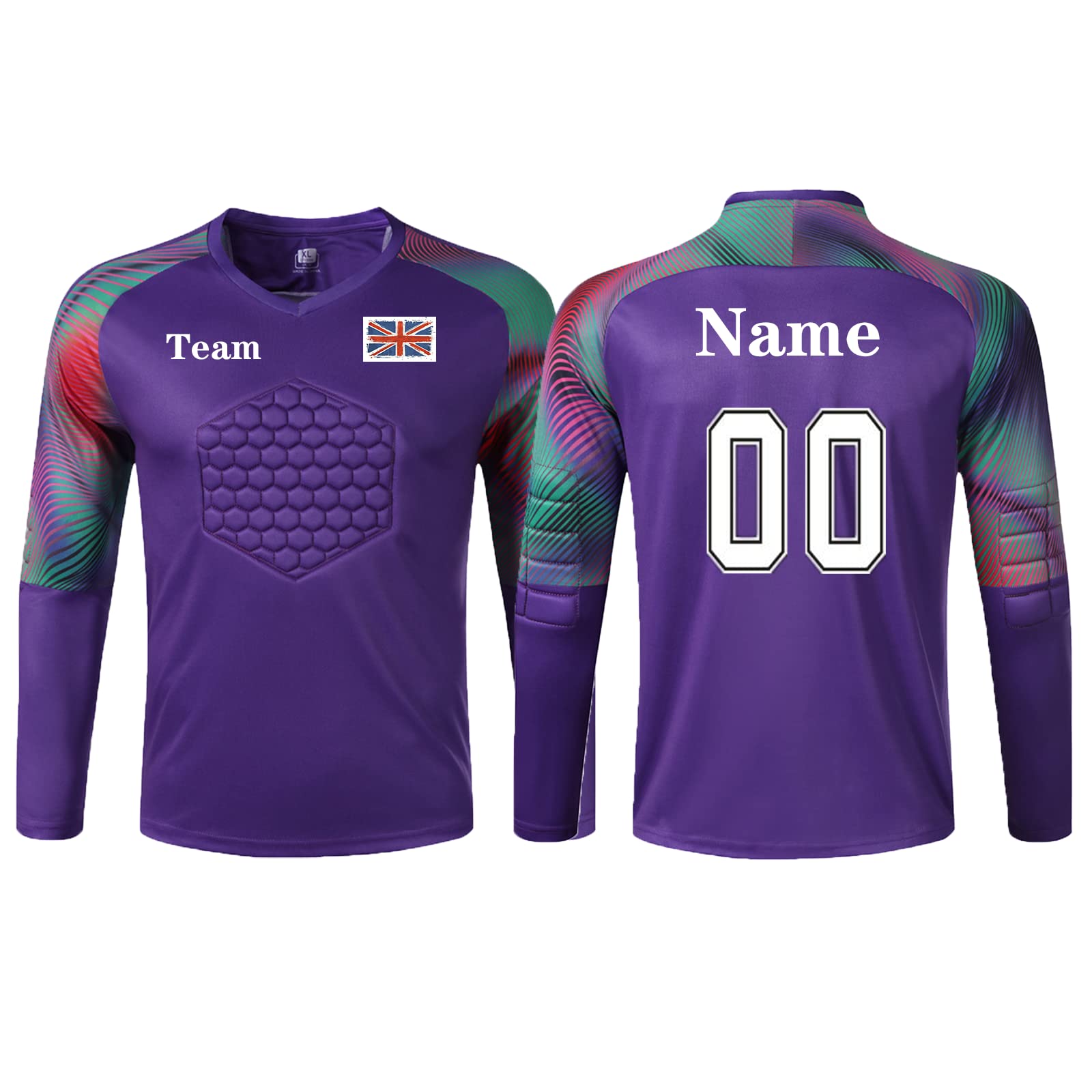Personalised Football Goalkeeper Tops with Any Name Number Team Logo Personalised Goalie Jersey for Kids Adult Purple