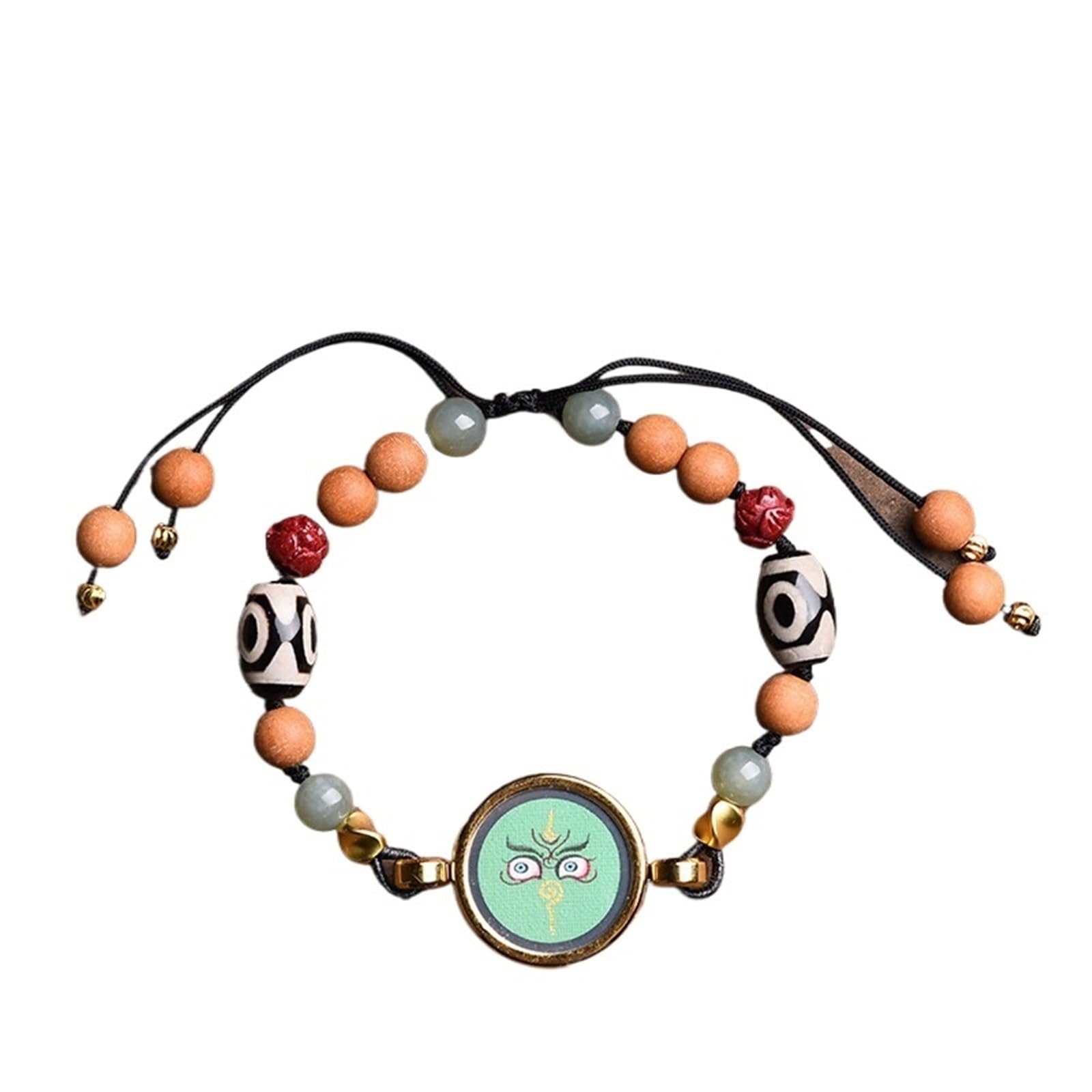 YNIYUJKL Bracelets,Lucky Charm, Braided Bracelets, Tibetan Zakiram Thangka Pendant Hand-Painted Thangka Ethnic Characteristics Wind Duo Bao Strings For Men And Women Strings Hand,Green