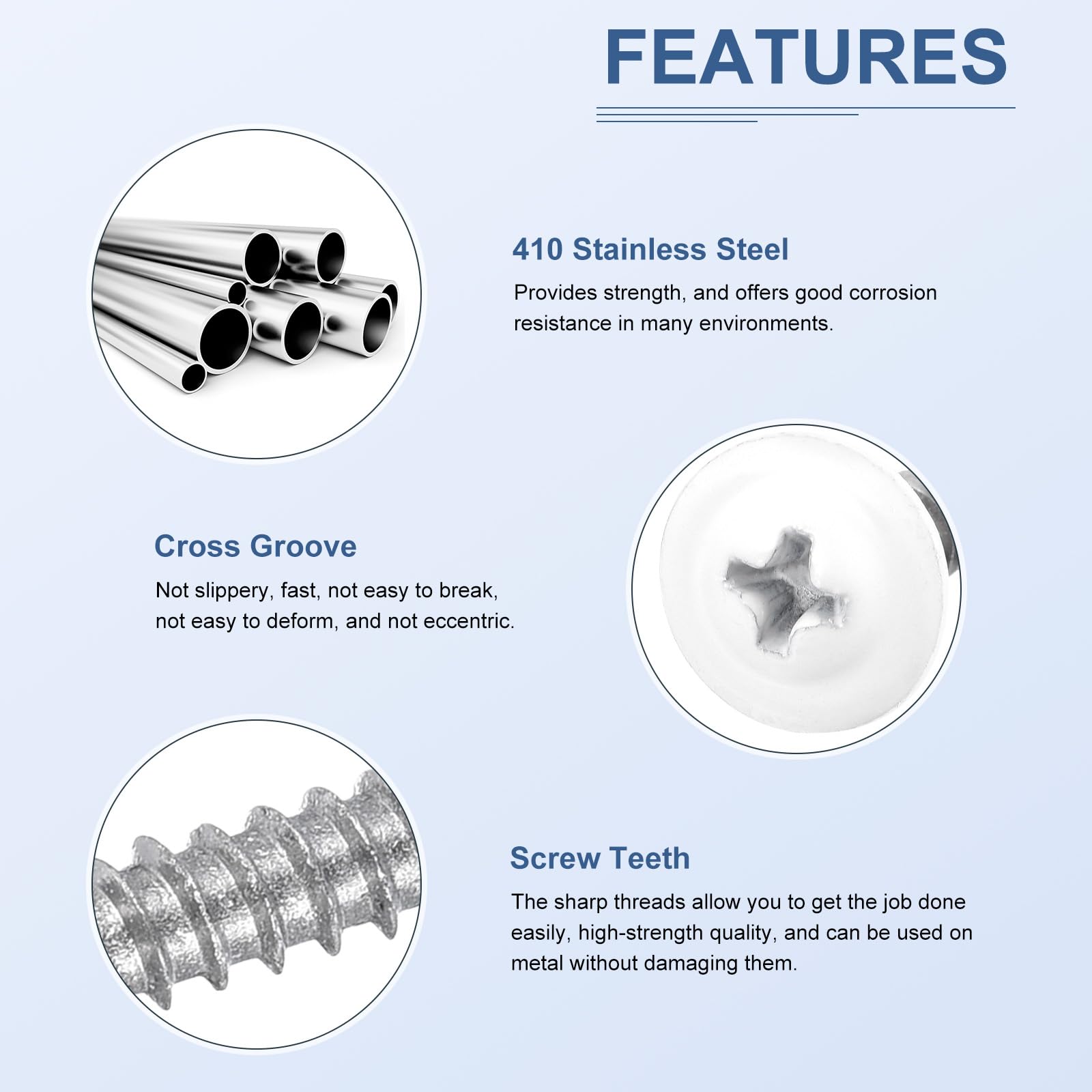 DTGN Sheet Metal Screws Assortment Kit, 200Pack, for Wood Furniture - Image 3