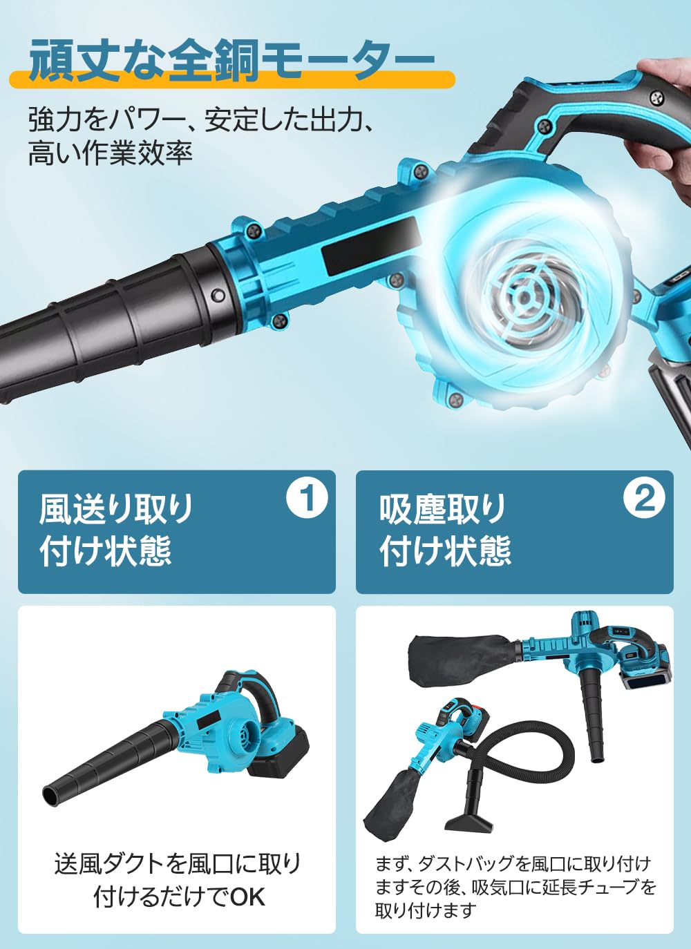 Amazon.co.jp: 【2026昇級強化版1台2役】UPF ブロワー 洗車 強力 6速 