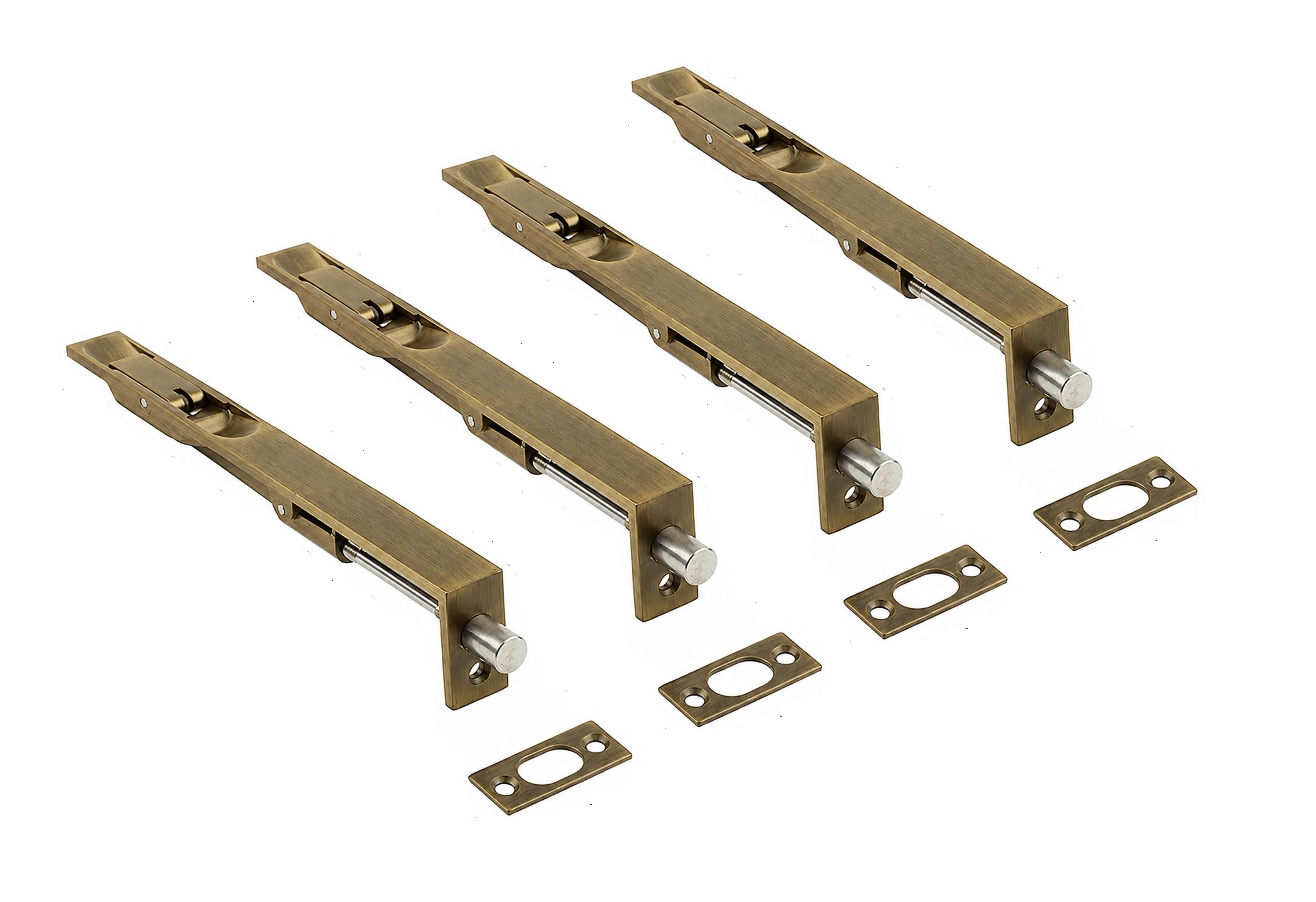 Golden Grace 150mm Double Door Flush Bolt, Antique Brass, Bronze, 4 Bolts