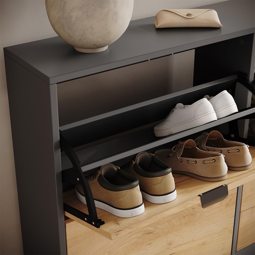 Vicco Scarpiera da ingresso Gizmo, Rovere dorato/Antracite, 115 x 77.6 cm