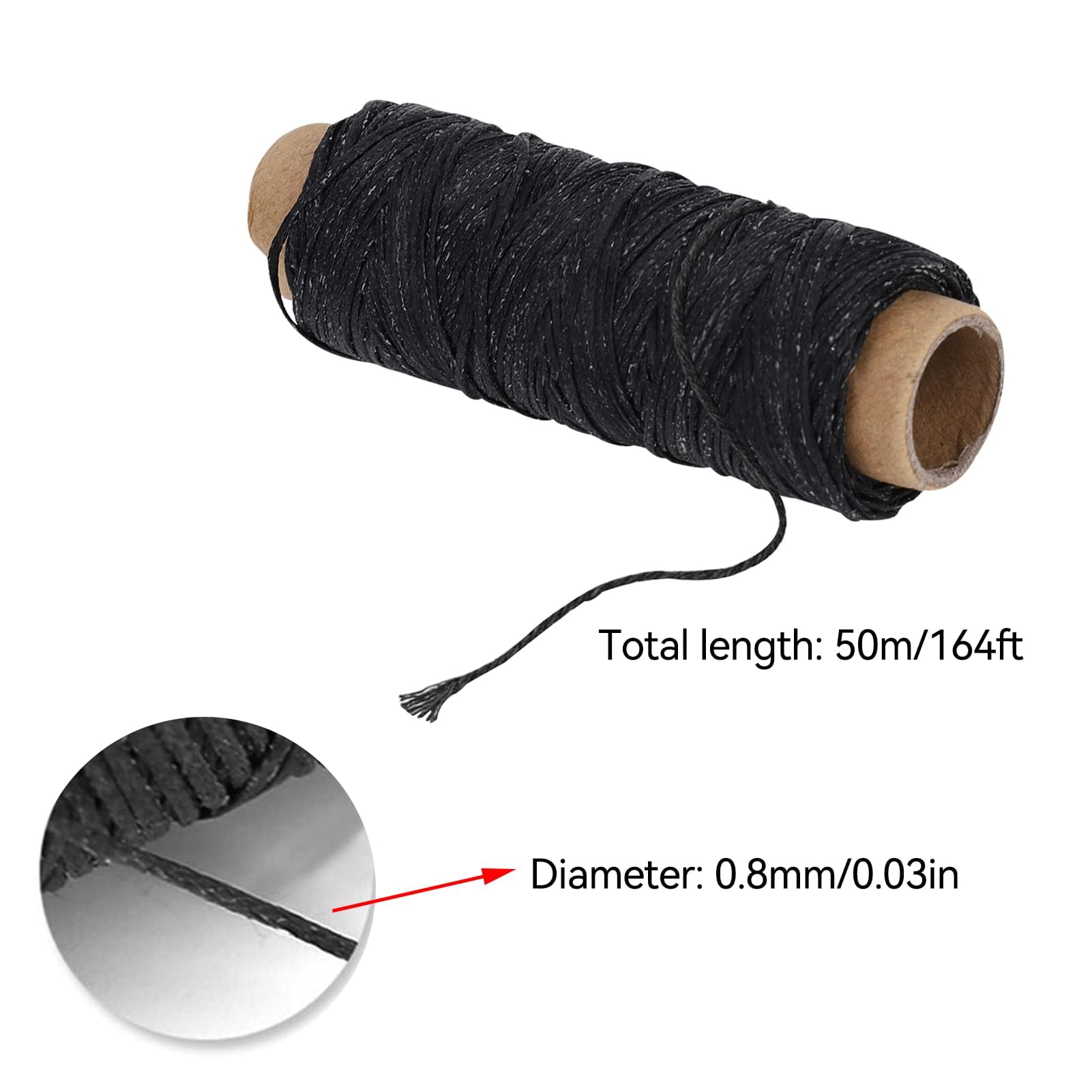 Fil à Coudre Cuir Ciré – 2 Bobines 260 M, Diamètre 1 Mm, Noir Et Beige, Pour Maroquinerie Et Réparation
