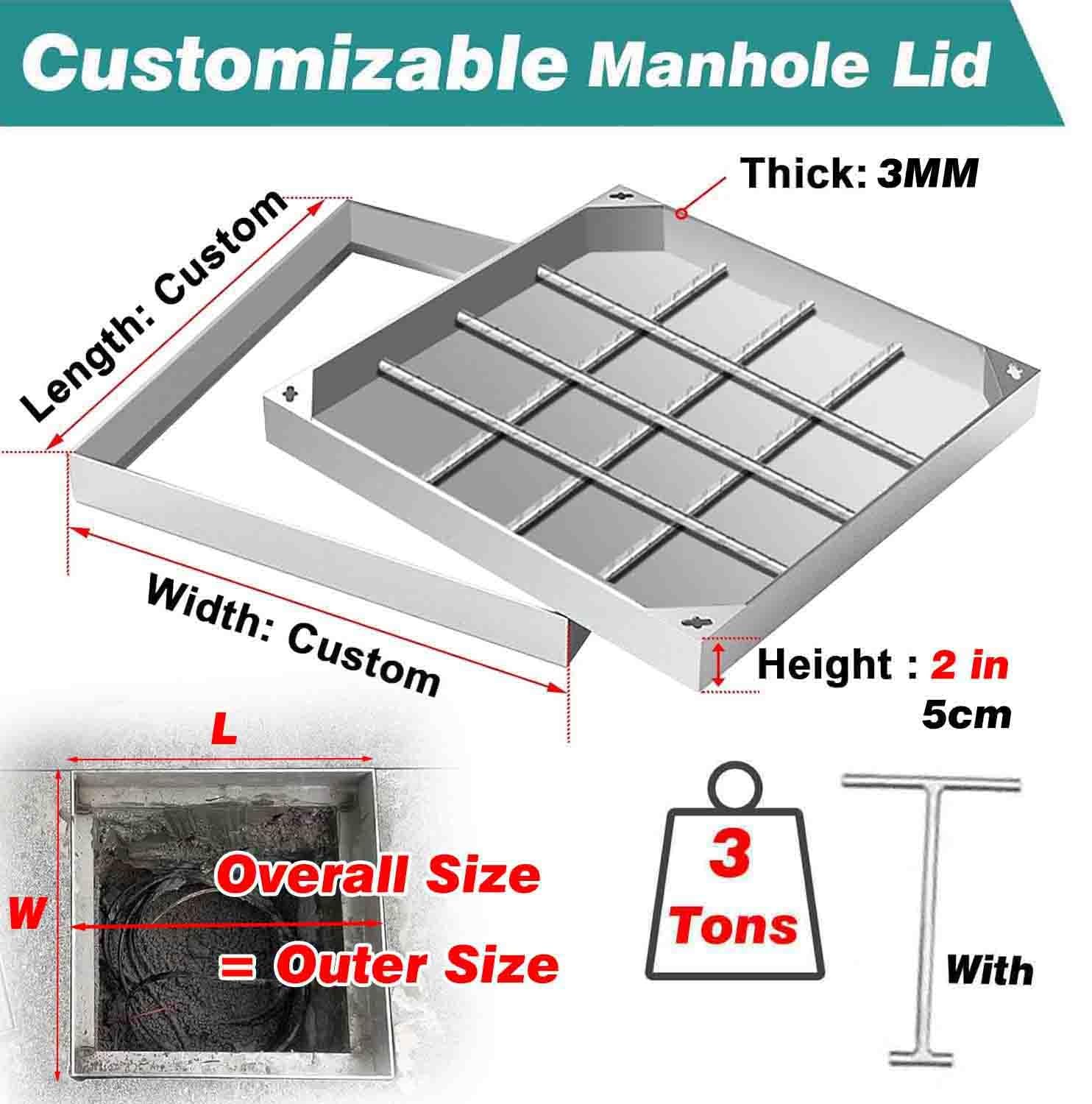 Cubierta de tanque séptico resistente, 16,5 x 16,5 cm, diseño de montaje empotrado, tapa de cámara de aguas residuales duradera para amoladoras, ideal para patios al aire libre y uso comercial