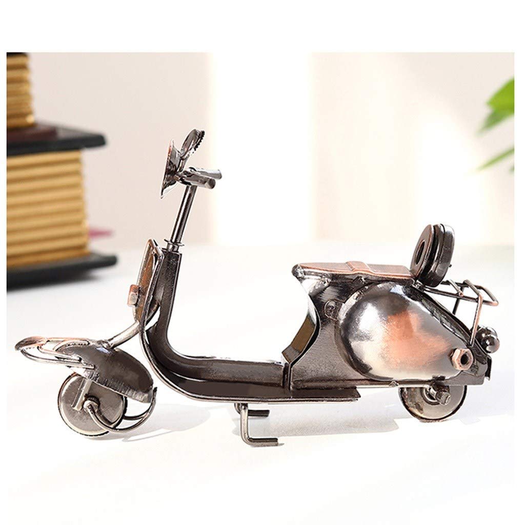 Figurine Moto Rétro En Fer - Sculpture Métal 15x6x9 Cm, Décoration Bureau, étagère, Collection - 7