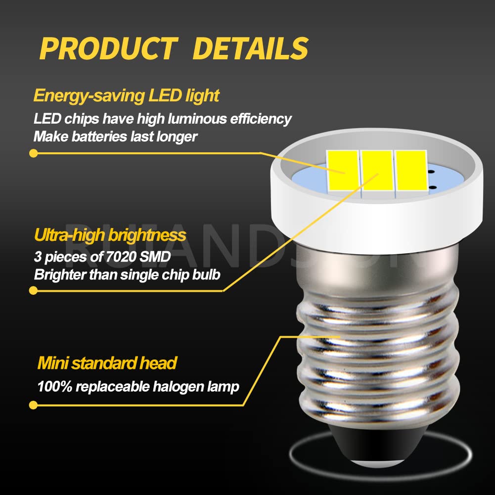 5 Stück 6V E10 LED Lampen – Weiß, 5630 SMD, Mini-Glühbirnen Für Taschenlampen & Arbeitsscheinwerfer