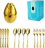 Rose Heart Egg Stainless Steel Knife and Fork Utensils, Portable Stainless Steel Fancy Silverware Utensils Set, 12 Piece Utensils Set, Suitable for Restaurants and Kitchens golden