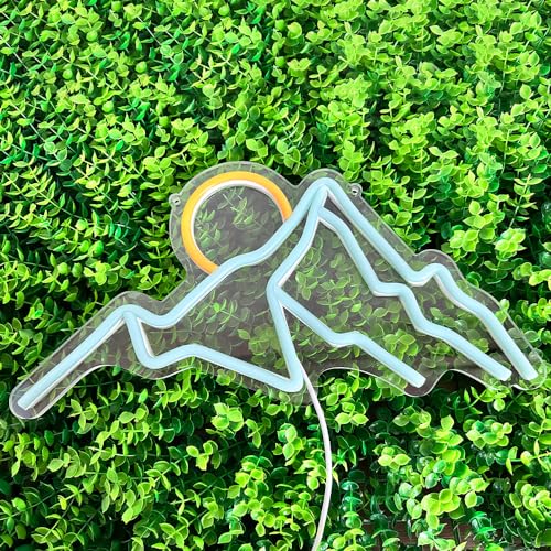 Image of Ulalaza LED Decorative Lights USB Mountains Sunrise Sunset Led Neon Signs Home Decoration Wall Art Holiday Gift Brightness Adjustable 13.4''x6.7''
