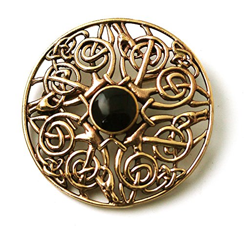 Vintage brooches Bronze Norse Filigree Celtic Knot Black Stone Thailand