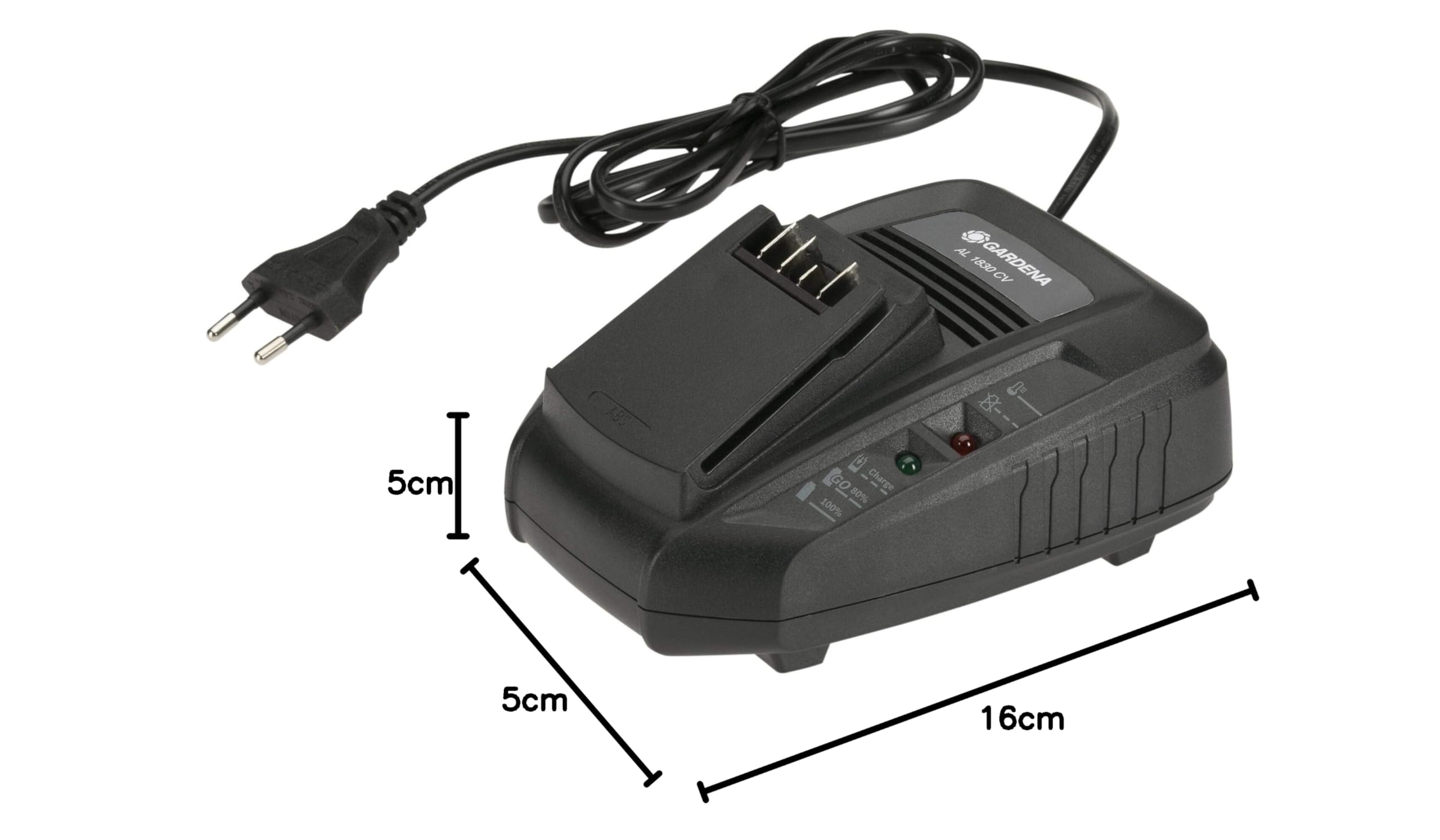 Gardena Cargador rápido AL 1830 CV: adecuado para todas las baterías de POWER FOR ALL 18 V, tiempo de carga de batería de 2,5 Ah 60 minutos, indicador de estado LED para el nivel de batería (14901-20)