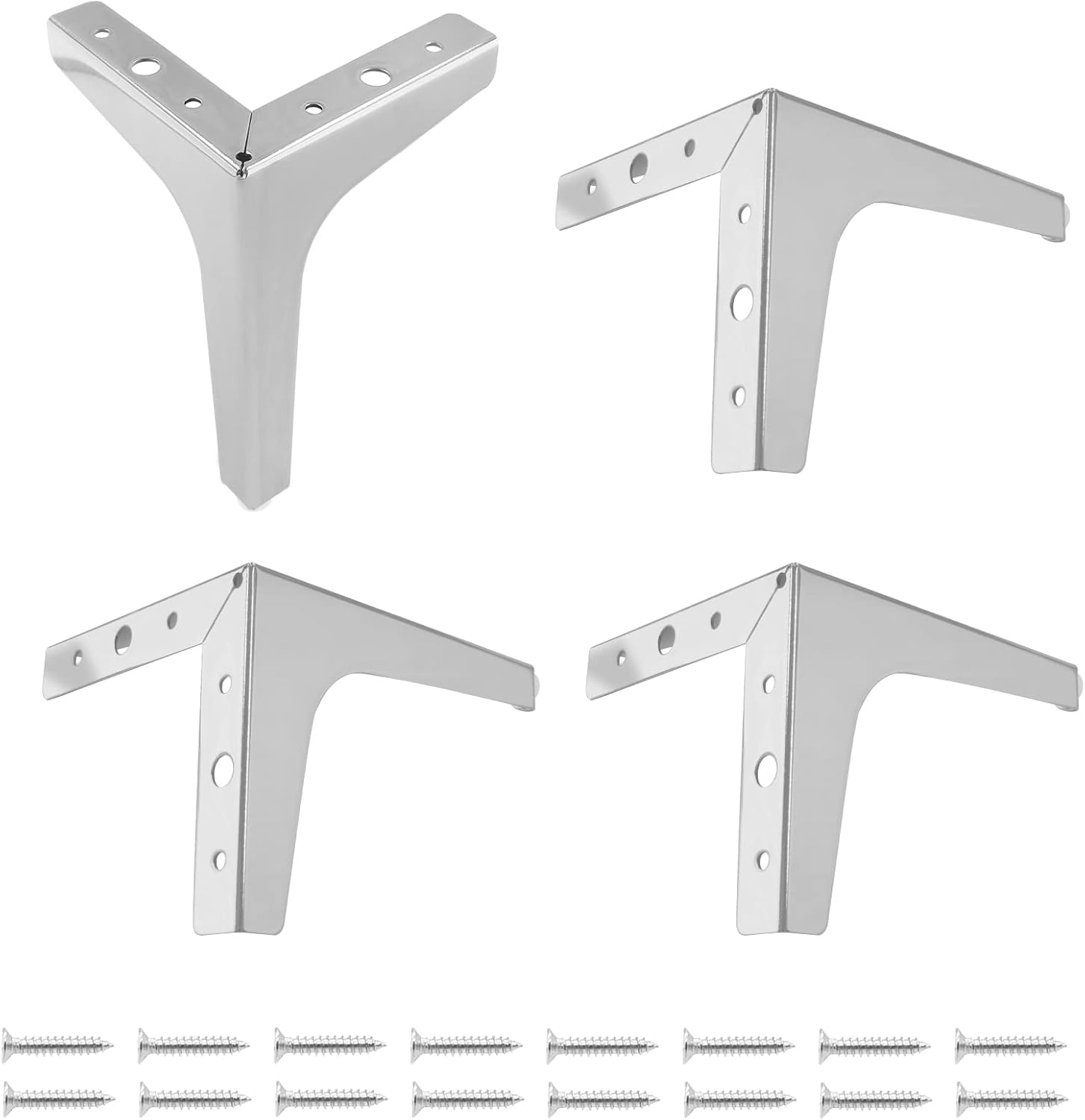 Qjaiune 4pcs 7 Inch Triangle Furniture Legs, Polished