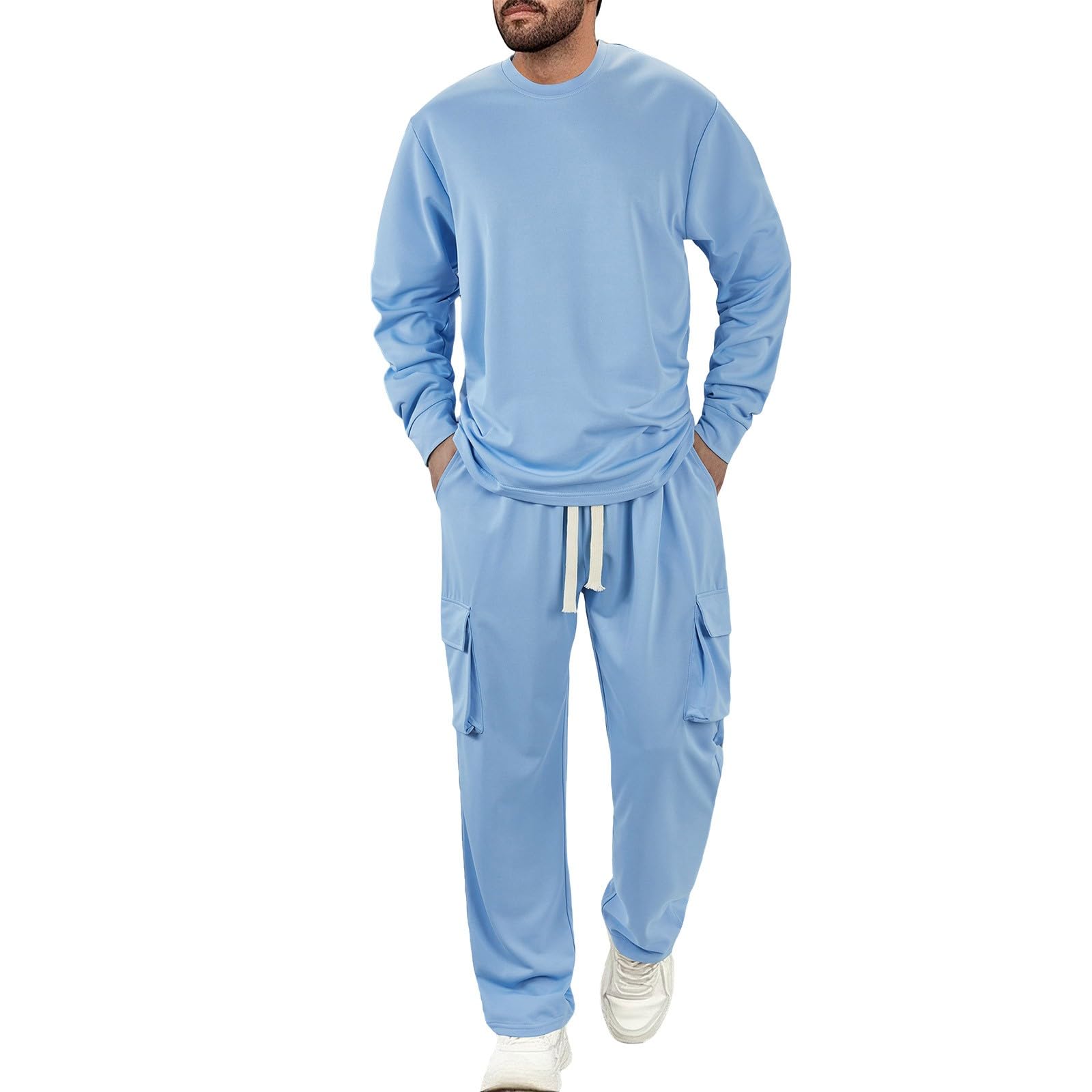 Męski zestaw dresów, wygodne dresy fitness, bluzy i spodnie do biegania na siłownię dwuczęściowy z kieszeniami dresy gimnastyczne Y2k Streetwear Set Tracksuit z długim rękawem