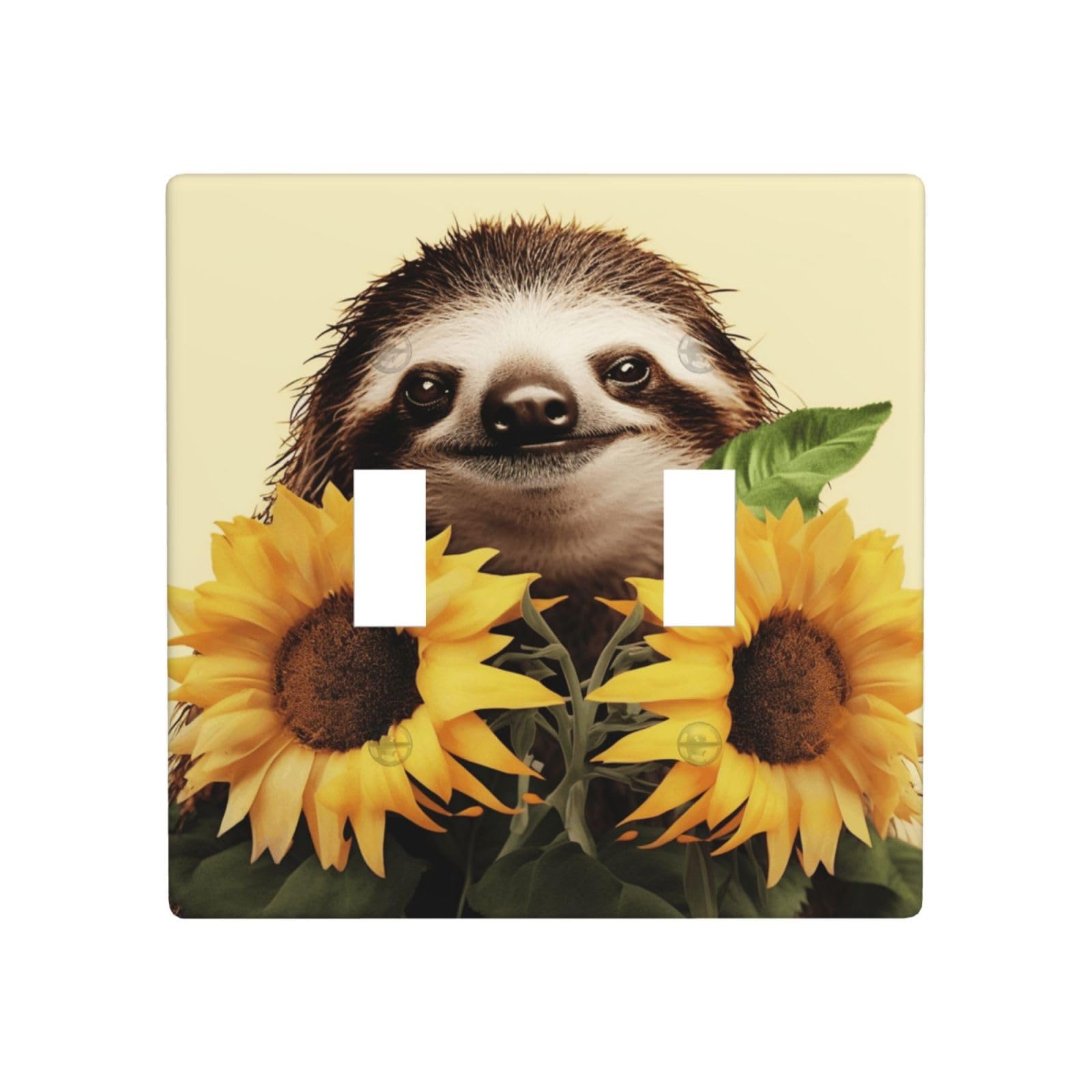 Decorator Double Toggle Light Switch Covers Sloth Sunflower Wall Plate 2-Gang Standard Size 4.5" x 4.5" Double Toggle Switch Wallplate Decorative 2 Gang Wall Switch Plate Covers