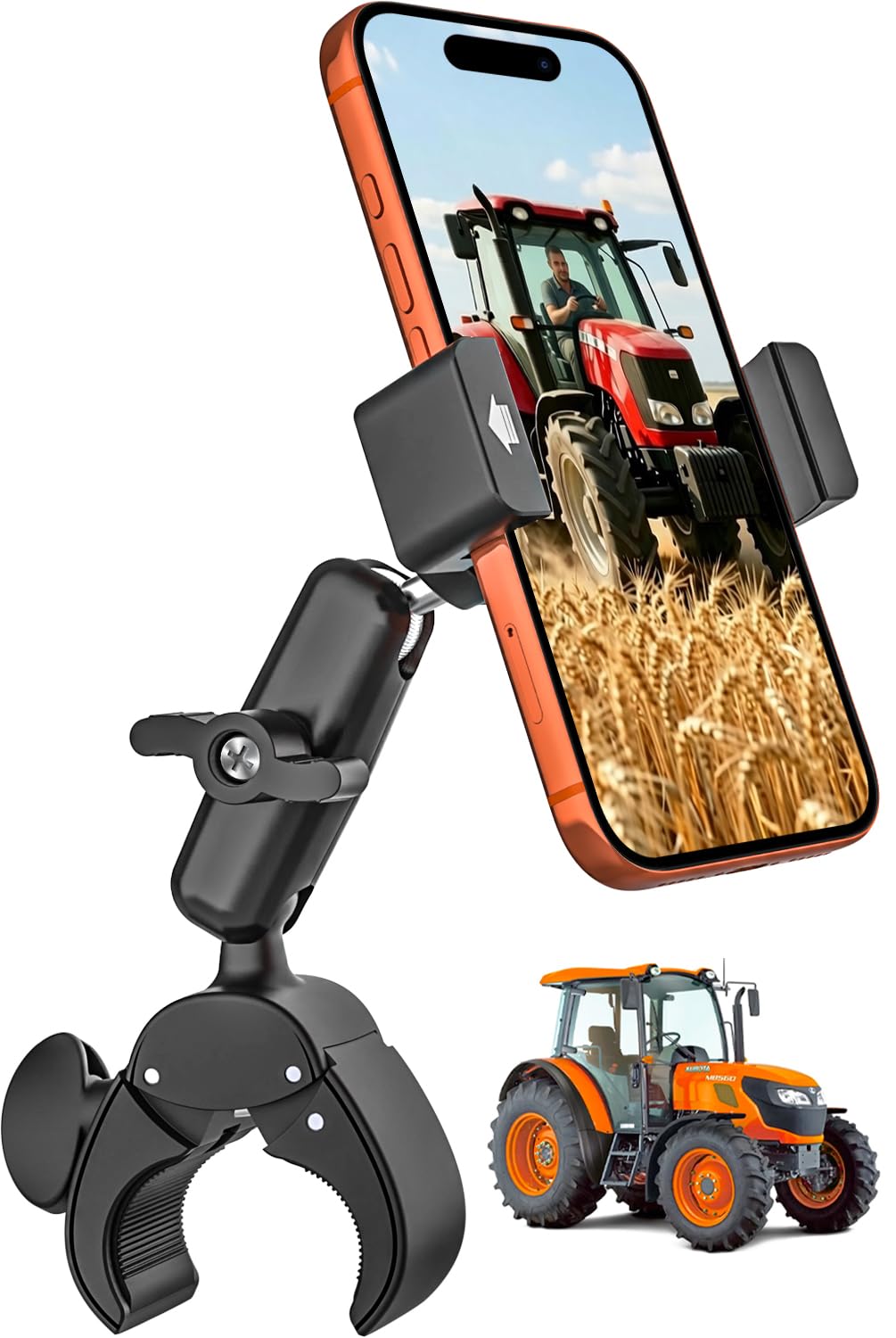 Robuste Klemme Handyhalterung für Traktor Stapler Rasenmäher, Metallarm