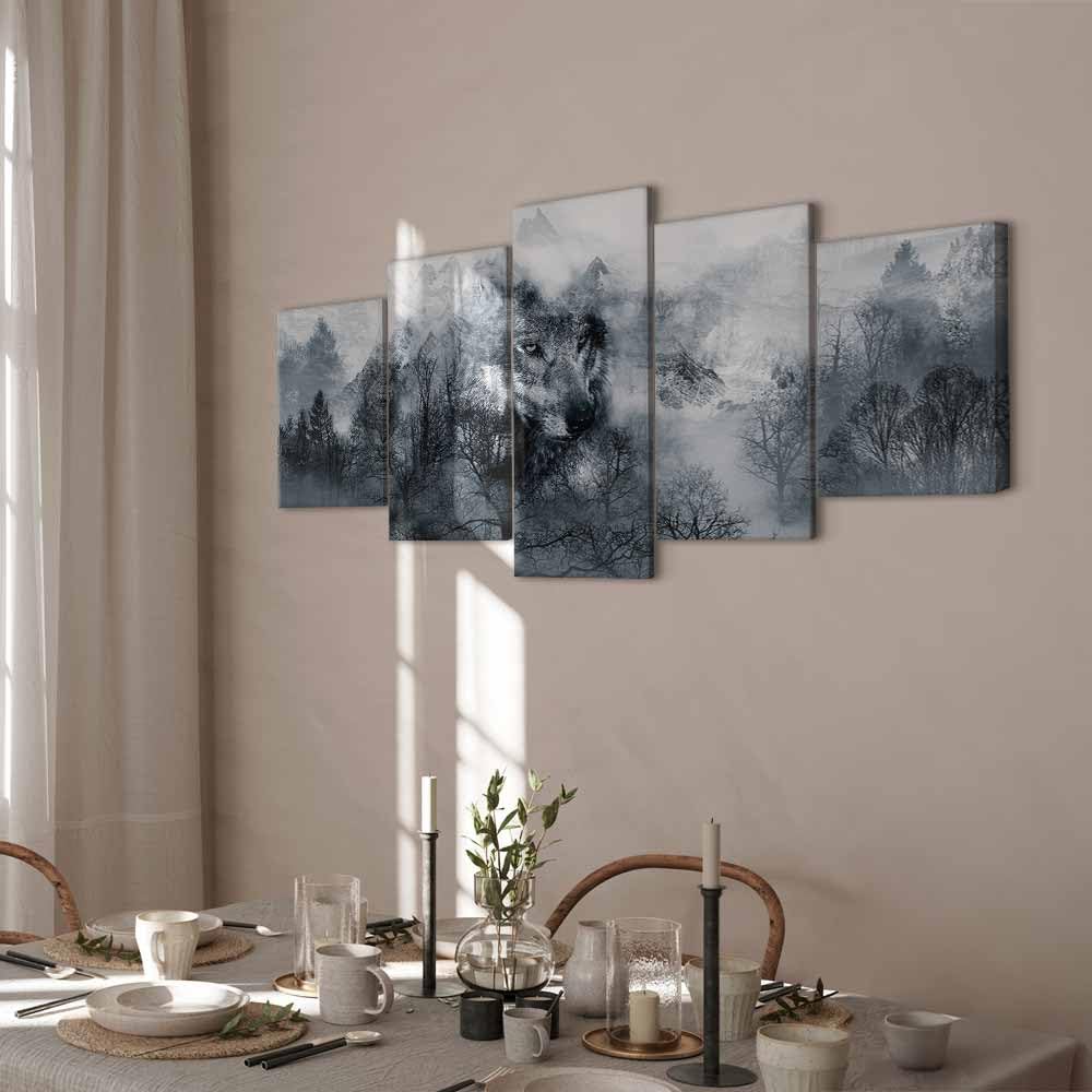 murando Cuadro en Lienzo Lobo animales 200x100 cm - Cuadros decorativos Decoracion Decorativo para Pared salon modernos dormitorios - De Pared Bosque Naturaleza Invierno Abstracción g-A-0139-b-m