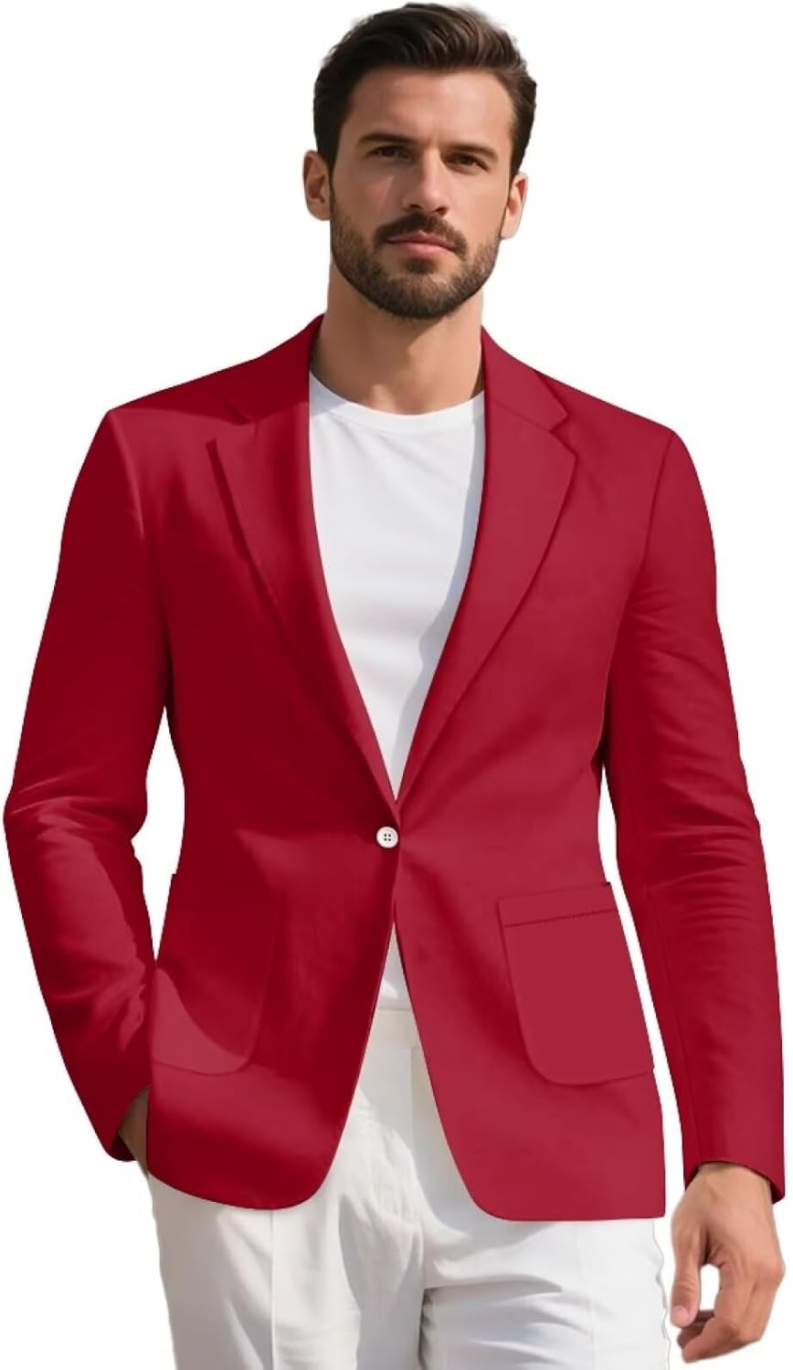 AFPANQZ Mens Sport Coats Casual Blazer One Button Notched Lapels Lightweight Business Suit Jacket with Pockets,S-5XL