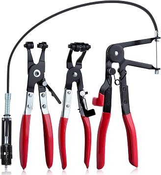 3 Pcs Hose Clamp Pliers Hose Clamp Tool Includes 24" Long Reach Wire Spring Hose Clamp Plier 45 Angled Spring Clamp Pliers Flat Band Hose Clamp Plier for Ring-Type or Flat-Band Hose Clamp