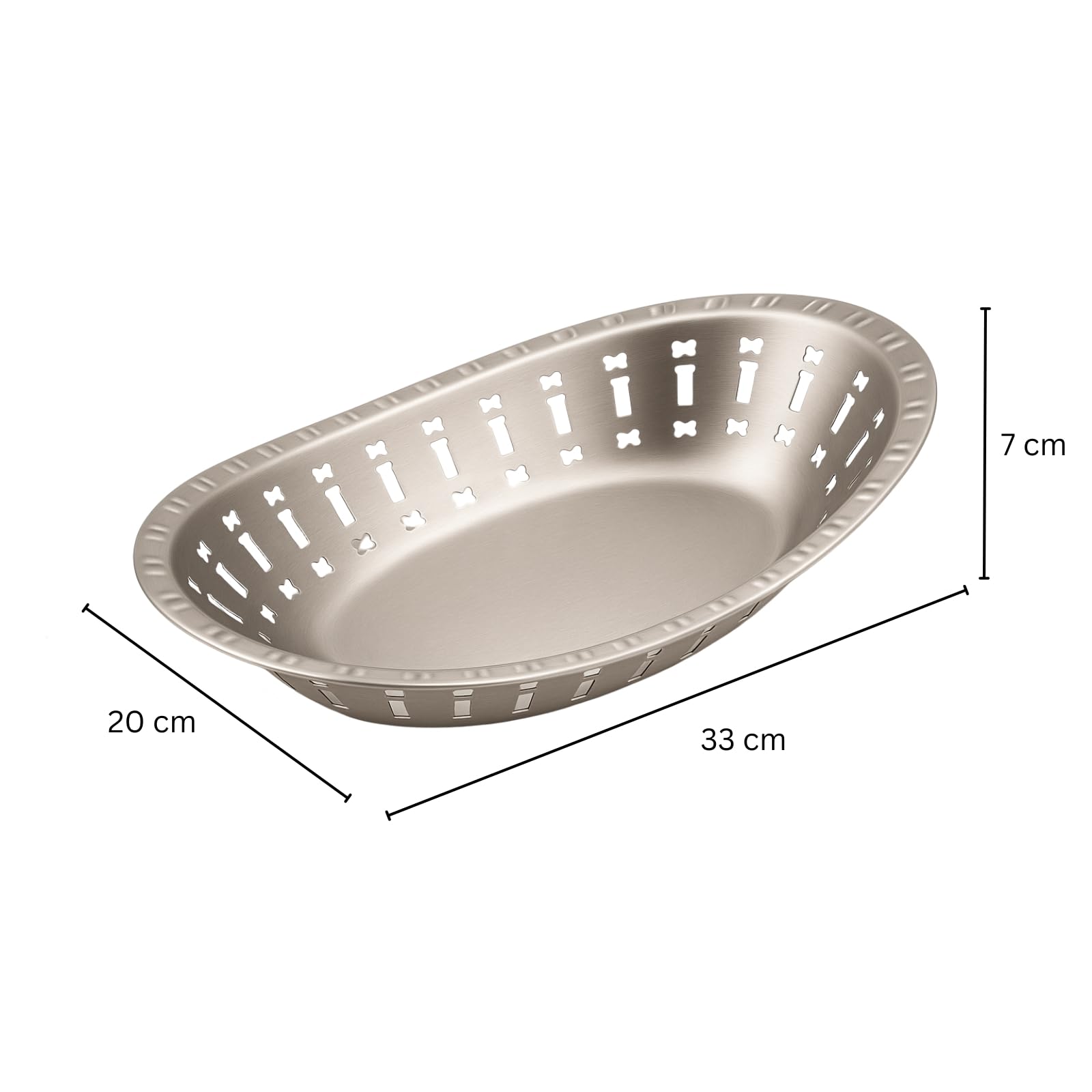 Gurubhai Equipments Stainless Steel Naan Serving Basket Set of 2 | Elegant Oval Bread Serving Basket with Intricate Laser-Cut Design | Ideal for Hotels, Restaurants, Catering & Home Dining 1