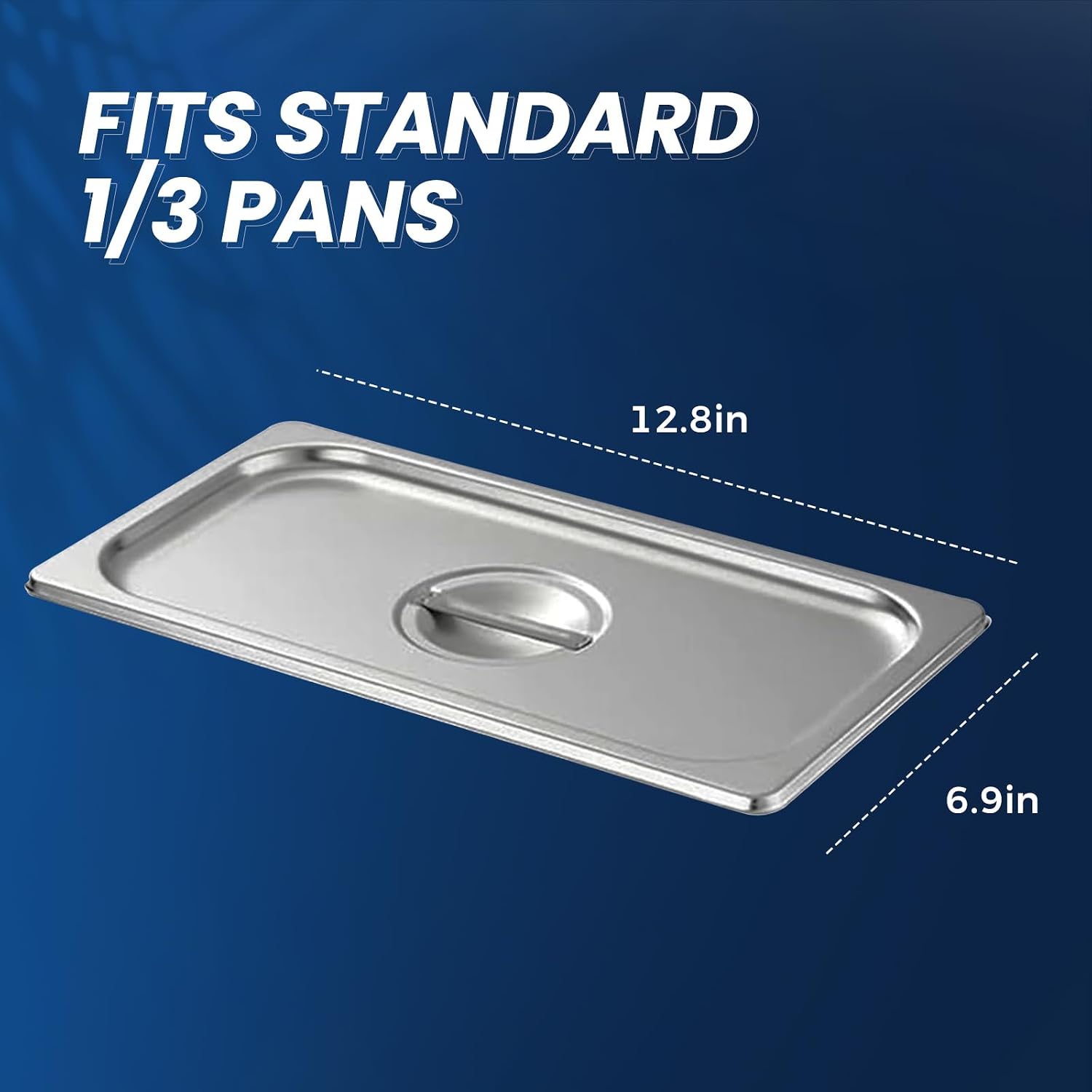 1/3 Size Slotted Steam Table Pan Cover with Handle, 6-Pack Hotel Pan Lids,Anti-Jam Food Pan Cover, Catering Food Cover for Stainless Steel Metal Tray Set