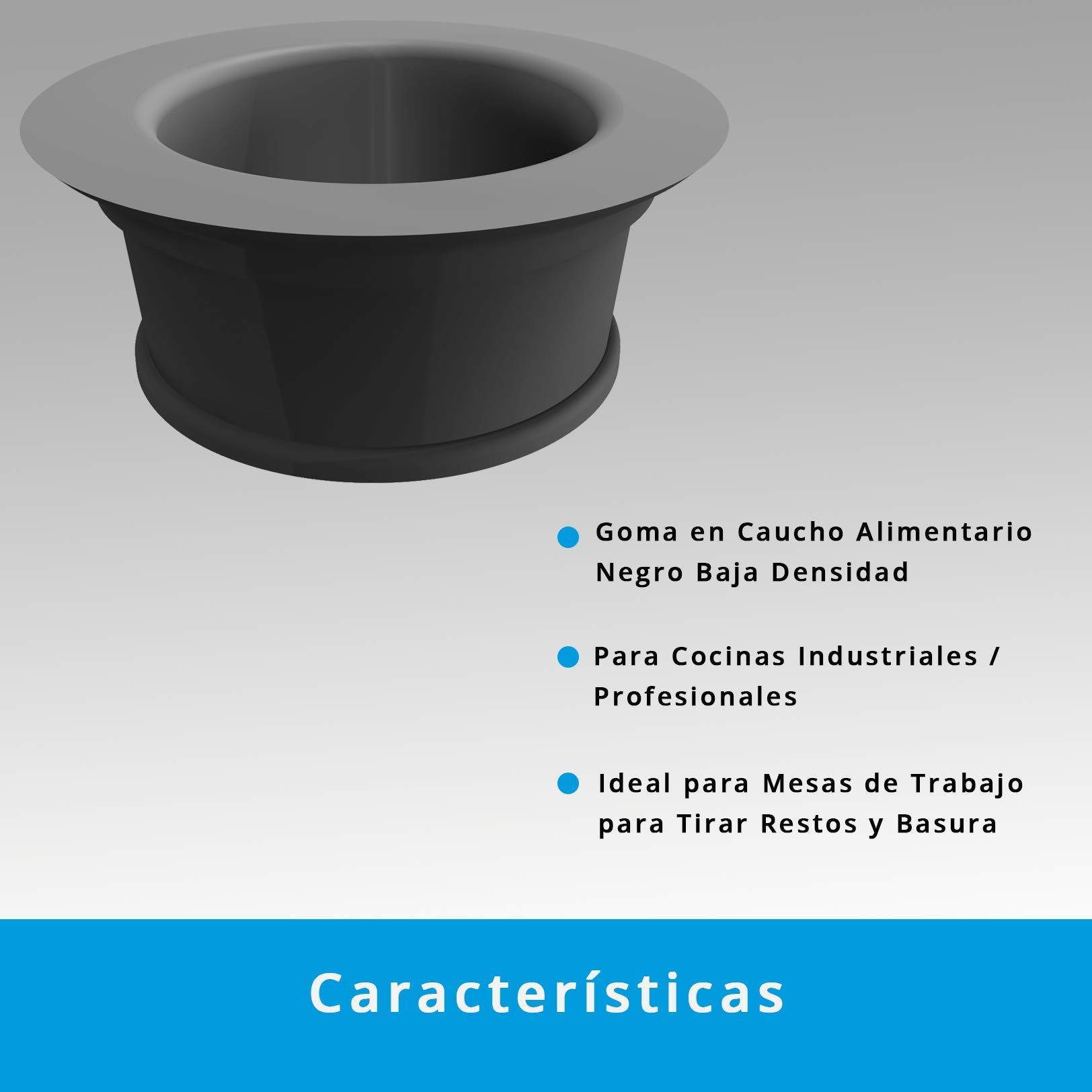 Set de 2 Joints Troncoconiques pour Poubelle Cousines, Faites en Gomme de Caoutchouc noire a Basse intensité. | idéal per Cousines Industrielles.